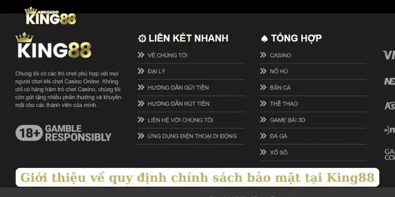 Giới thiệu về quy định chính sách bảo mật tại King88